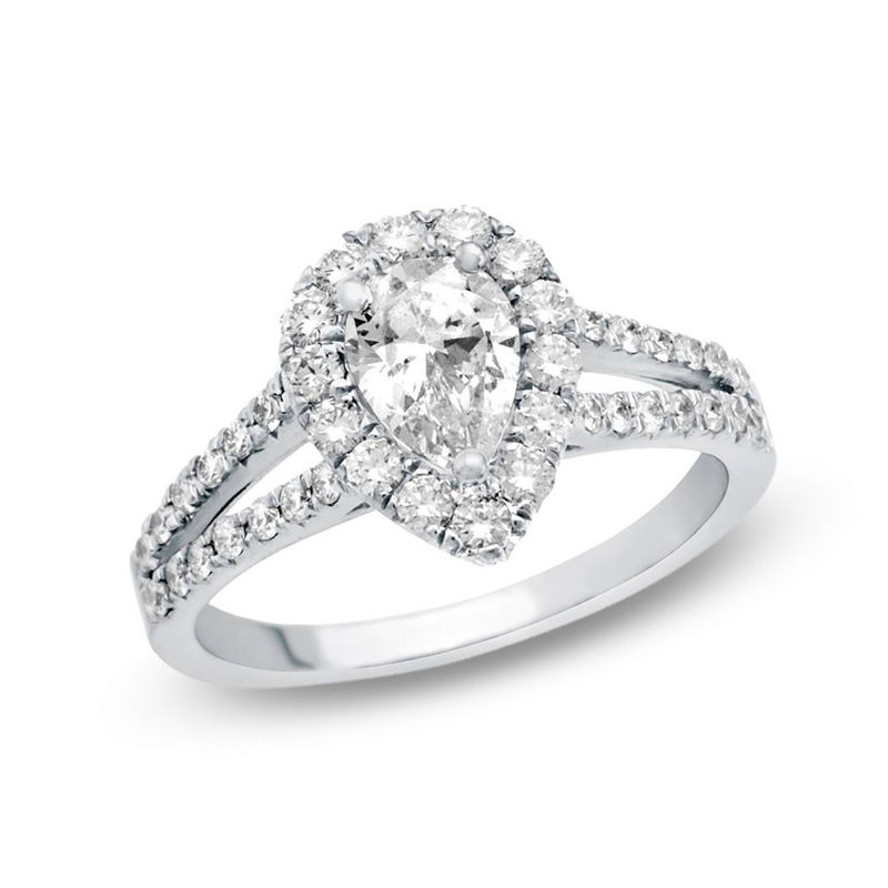 tw certified pear shaped diamond frame split shank engagement ring in platinum - Pear Shaped Wedding Rings tw certified pear shaped diamond frame split shank engagement ring in platinum - Pear Shaped Wedding Rings