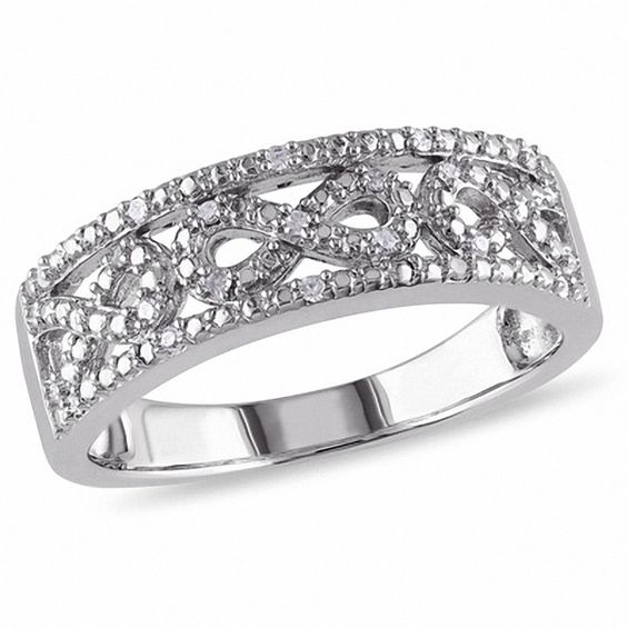 1 10 Ct T W Diamond Infinity Band In Sterling Silver Online T W Diamond Infinity Band In Sterling Silver