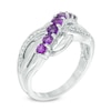 Thumbnail Image 1 of Amethyst and Diamond Accent Seven Stone Ring in Sterling Silver