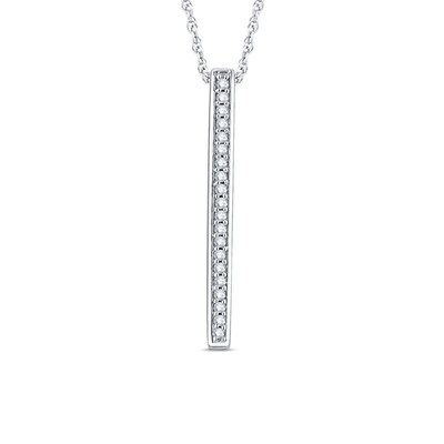 Diamond Accent Vertical Bar Pendant In 10k White Gold Zales - Diamond Horizontal Bar Pendant Necklace