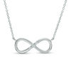 Thumbnail Image 0 of Diamond Accent Three Stone Infinity Necklace in 10K White Gold