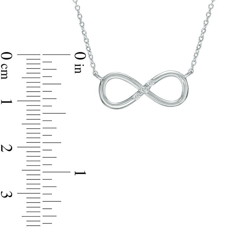 Diamond Accent Three Stone Infinity Necklace in 10K White Gold