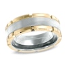 Thumbnail Image 0 of Triton Men's 8.0mm Brick Edge Engravable Wedding Band in Two-Tone Tungsten (1 Line)