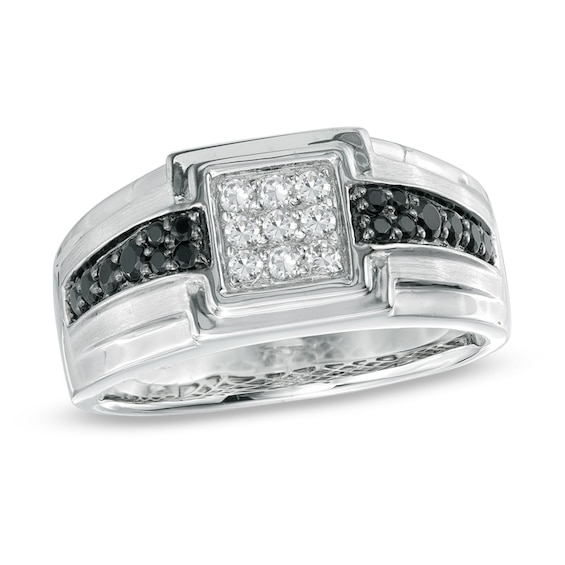 5/8 CT. T.w. Enhanced Black and White Diamond Ring in 10K White Gold