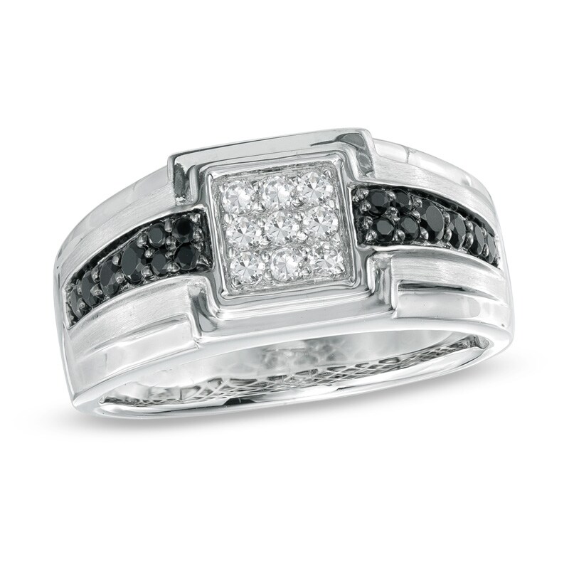 Main Image 1 of 5/8 CT. T.W. Enhanced Black and White Diamond Ring in 10K White Gold