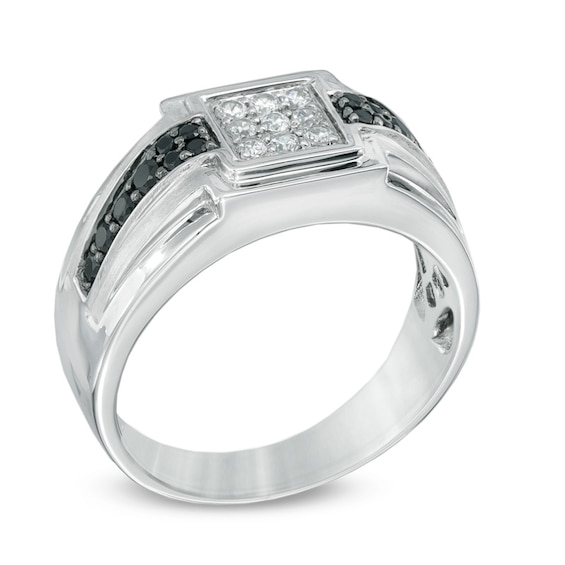 5/8 CT. T.w. Enhanced Black and White Diamond Ring in 10K White Gold