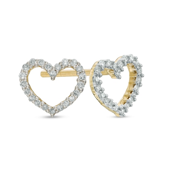 1/10 CT. T.w. Diamond Heart Stud Earrings in 10K Gold