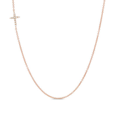 Diamond Accent Offset Cross Necklace in 