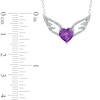 Thumbnail Image 2 of 7.0mm Heart-Shaped Amethyst and Diamond Accent Wings Necklace in Sterling Silver - 16.5"