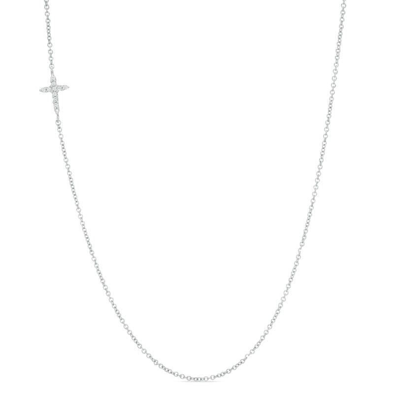 Diamond Accent Sideways Cross Necklace in 10K White Gold | Zales