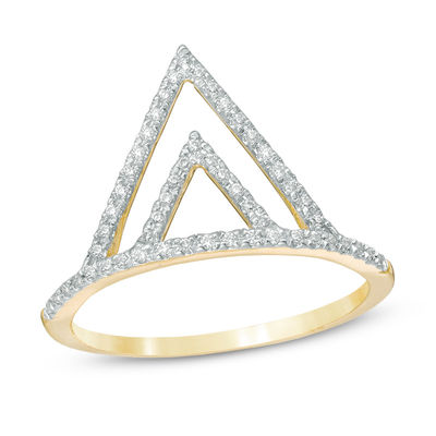 Precious Stars Jewelry 14k Gold Plated Double Triangle Ring