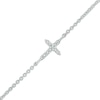 Thumbnail Image 0 of Diamond Accent Sideways Cross Bracelet in 10K White Gold