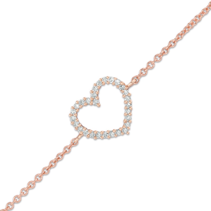 Diamond Accent Heart Bracelet in 10K Rose Gold