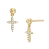 Thumbnail Image 0 of Diamond Accent Cross Drop Earrings in 10K Rose Gold