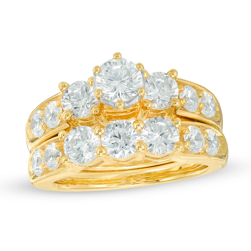 3 CT. T.W. Diamond Past Present Future® Bridal Set in 14K Gold