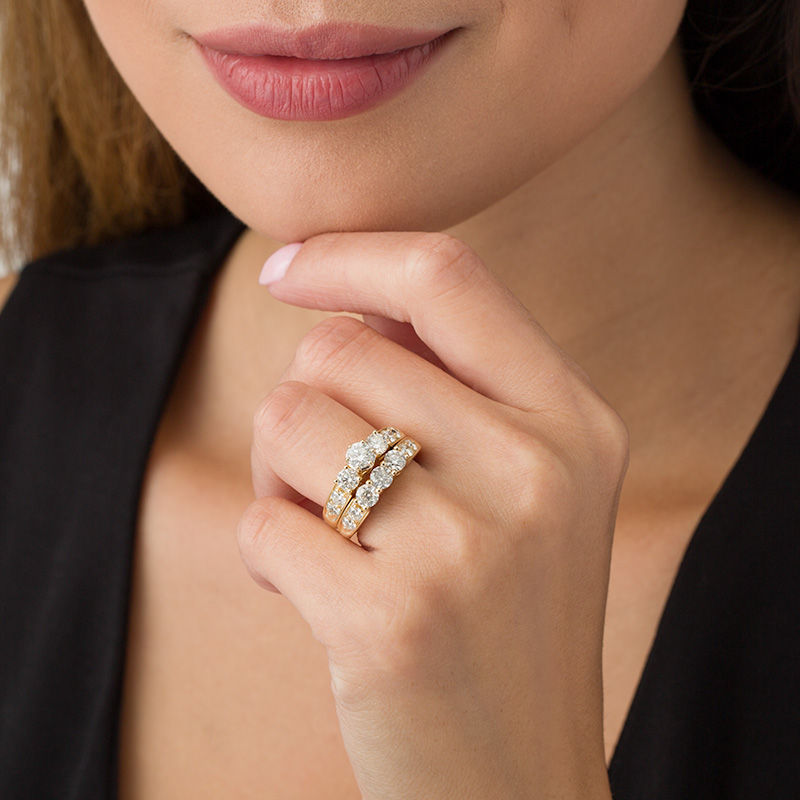 Main Image 3 of 3 CT. T.W. Diamond Past Present Future® Bridal Set in 14K Gold