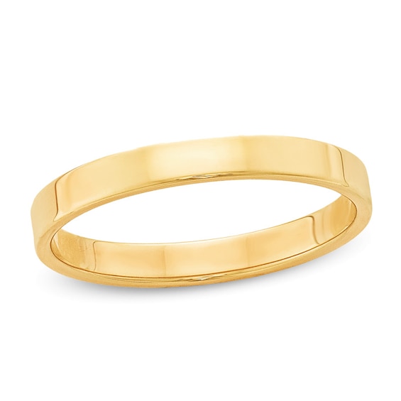 3.0mm Flat Square-Edged Wedding Band 14K Gold