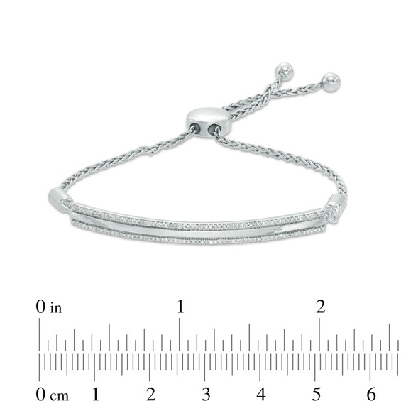 1/4 CT. T.w. Diamond Two Row Bolo Bracelet in Sterling Silver - 8.75"
