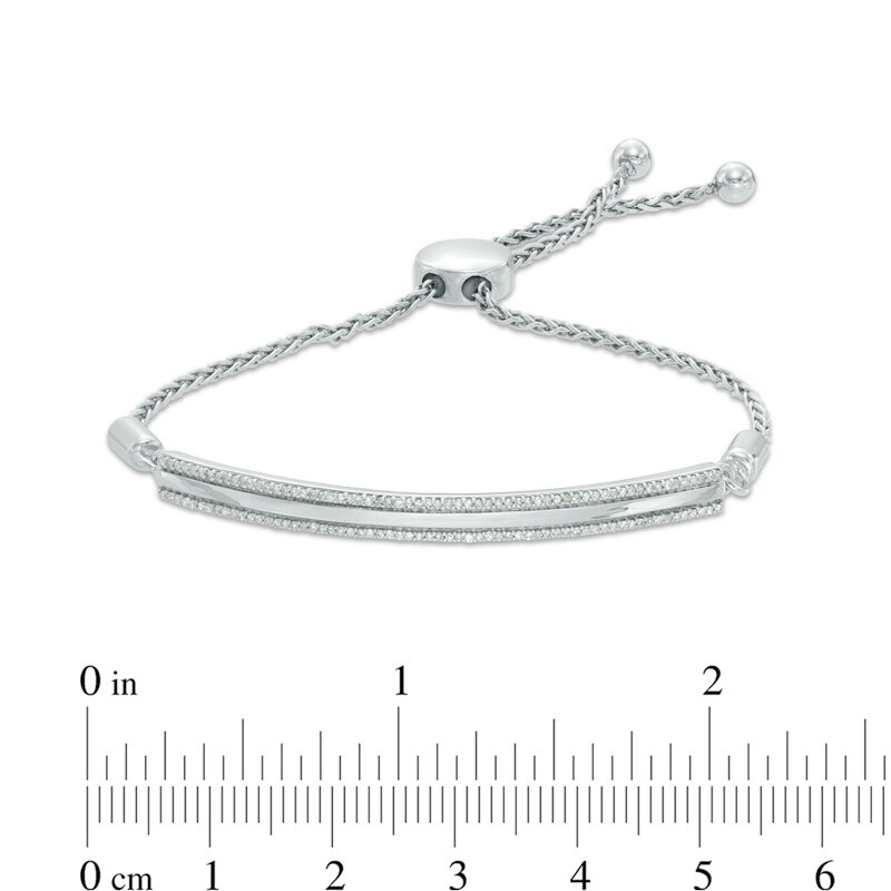 Main Image 2 of 1/4 CT. T.W. Diamond Two Row Bolo Bracelet in Sterling Silver - 8.75"
