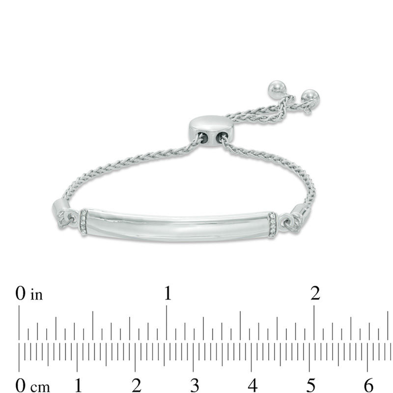 Diamond Accent Bolo Bracelet in Sterling Silver - 8.0"