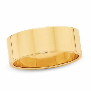 Men's 8.0mm Flat Square-Edged Wedding Band in 14K Gold | Wedding Bands ...