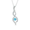 Thumbnail Image 1 of 4.0mm Swiss Blue Topaz and Lab-Created White Sapphire Infinity Pendant in Sterling Silver