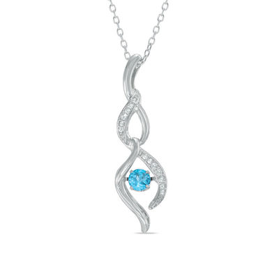 4.0mm Swiss Blue Topaz and Lab Created White Sapphire Infinity