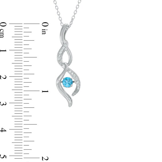 4.0mm Swiss Blue Topaz and Lab-Created White Sapphire Infinity Pendant in Sterling Silver