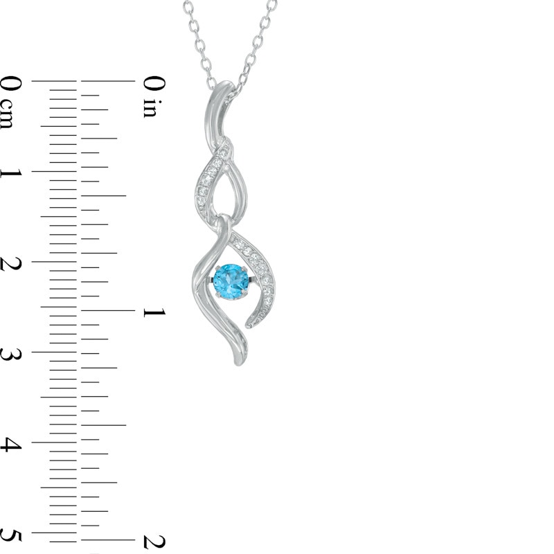 Main Image 2 of 4.0mm Swiss Blue Topaz and Lab-Created White Sapphire Infinity Pendant in Sterling Silver