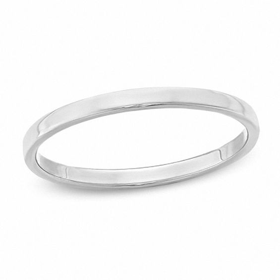 Ladies' 2.0mm Flat Square-Edged Wedding Band in 14K White Gold | Zales