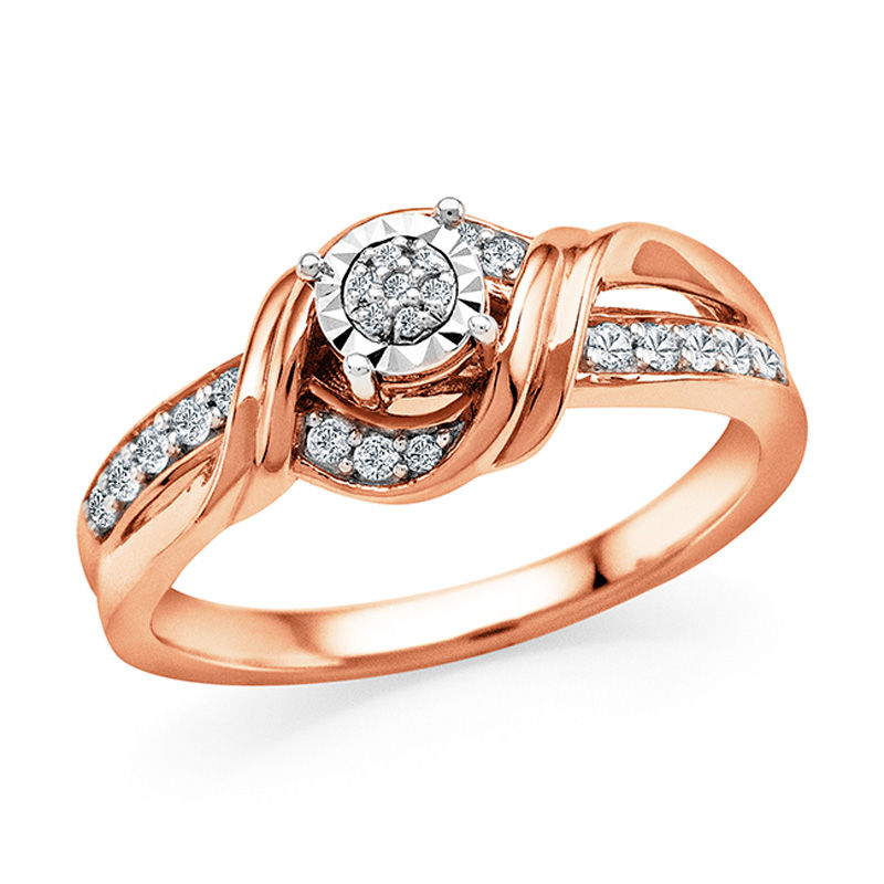 1/6 CT. T.W. Diamond Composite Twist Promise Ring in Sterling Silver and 14K Rose Gold Plate