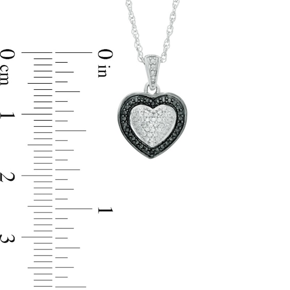 1/15 CT. T.w. Enhanced Black and White Diamond Heart-Shaped Pendant and Stud Earrings Set in Sterling Silver