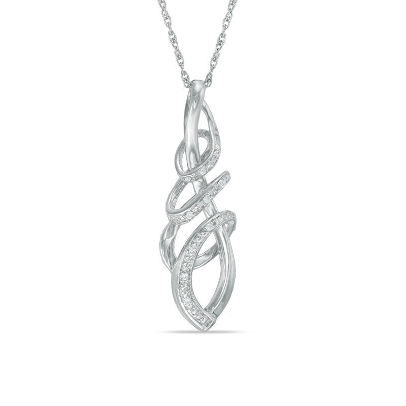 Main Image 1 of Diamond Accent Intertwining Pendant in Sterling Silver