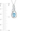 Thumbnail Image 2 of Oval Blue Topaz and Lab-Created White Sapphire Infinity Drop Pendant in Sterling Silver