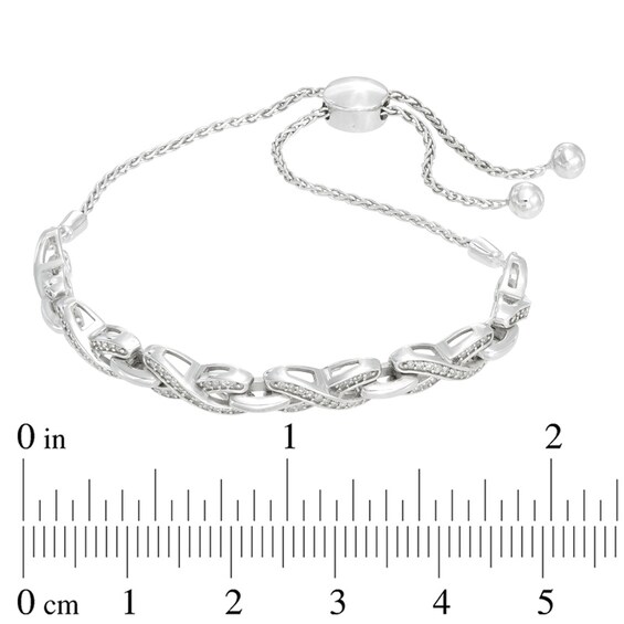 1/3 CT. T.w. Diamond "X" Link Bolo Bracelet in Sterling Silver - 9.5"