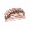 Thumbnail Image 1 of 1/2 CT. T.W. Champagne and White Diamond Woven Ring in 10K Rose Gold