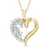 Thumbnail Image 1 of 1/6 CT. T.W. Diamond Shadow Heart Pendant in 10K Gold