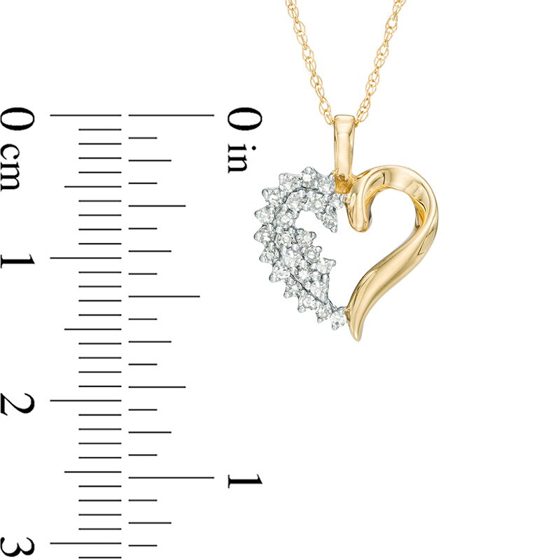 Main Image 2 of 1/6 CT. T.W. Diamond Shadow Heart Pendant in 10K Gold