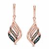 Thumbnail Image 1 of 1/6 CT. T.W. Multi-Color Diamond Three Row Twist Drop Earrings in 10K Rose Gold