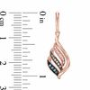 Thumbnail Image 2 of 1/6 CT. T.W. Multi-Color Diamond Three Row Twist Drop Earrings in 10K Rose Gold