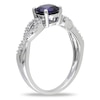 Thumbnail Image 2 of 6.0mm Lab-Created Blue Sapphire and Diamond Accent Twist Ring in 10K White Gold
