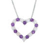 Thumbnail Image 1 of Amethyst and Lab-Created Opal Heart Pendant in Sterling Silver