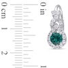 Thumbnail Image 2 of 5.0mm Lab-Created Emerald and White Sapphire Frame Teardrop Earrings in Sterling Silver