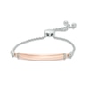 Thumbnail Image 0 of Diamond Accent Bolo Bar Bracelet in Sterling Silver with 14K Rose Gold Plating - 8.5"