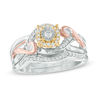 Thumbnail Image 0 of 1/3 CT. T.W. Diamond Frame Swirl Bridal Set in Sterling Silver and 10K Two-Tone Gold