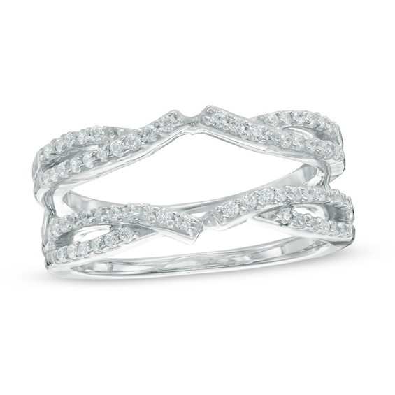 1/3 CT. T.w. Diamond Crossover Solitaire Enhancer in 10K White Gold