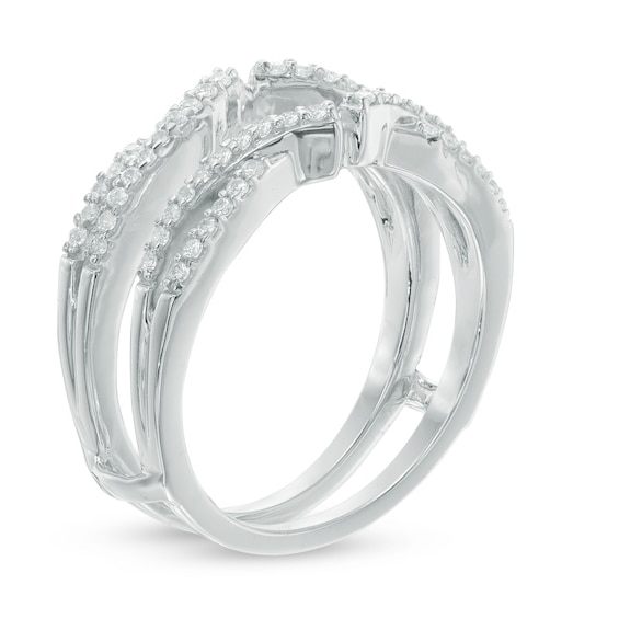 1/3 CT. T.w. Diamond Crossover Solitaire Enhancer in 10K White Gold