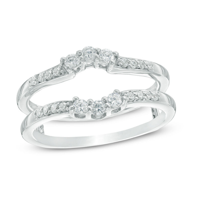 Solitaire Enhancers Rings Zales 1 3 Ct T W Diamond Frame Solitaire Enhancer In 10k White Gold