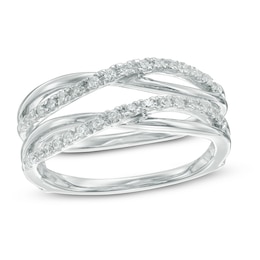 1/4 CT. T.W. Diamond Double Crossover Solitaire Enhancer in 10K White Gold
