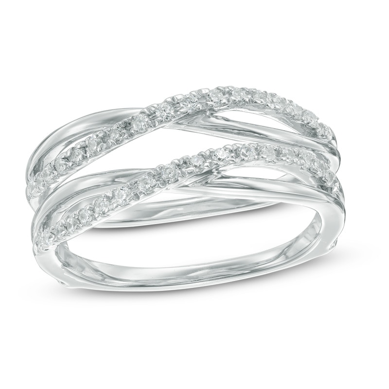 Main Image 1 of 1/4 CT. T.W. Diamond Double Crossover Solitaire Enhancer in 10K White Gold